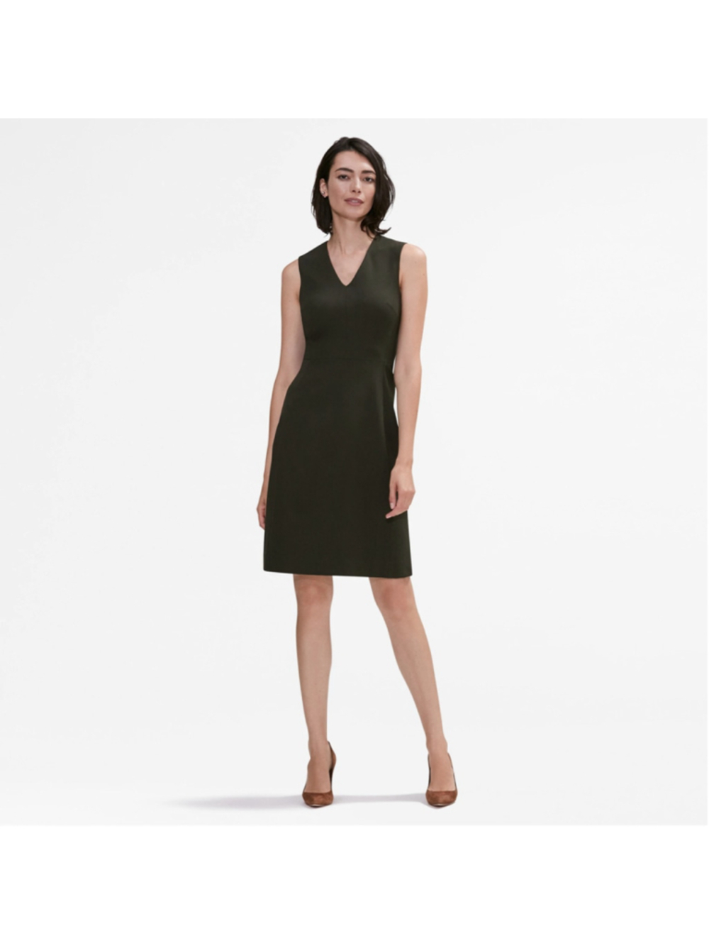 MM. LaFleur Olive Sleeveless V-Neck Sheath Dress Size 10